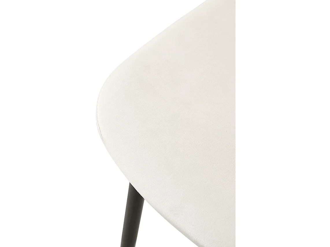 Lot de 4  chaise salle à manger - Velours - Blanc crème - Giverny