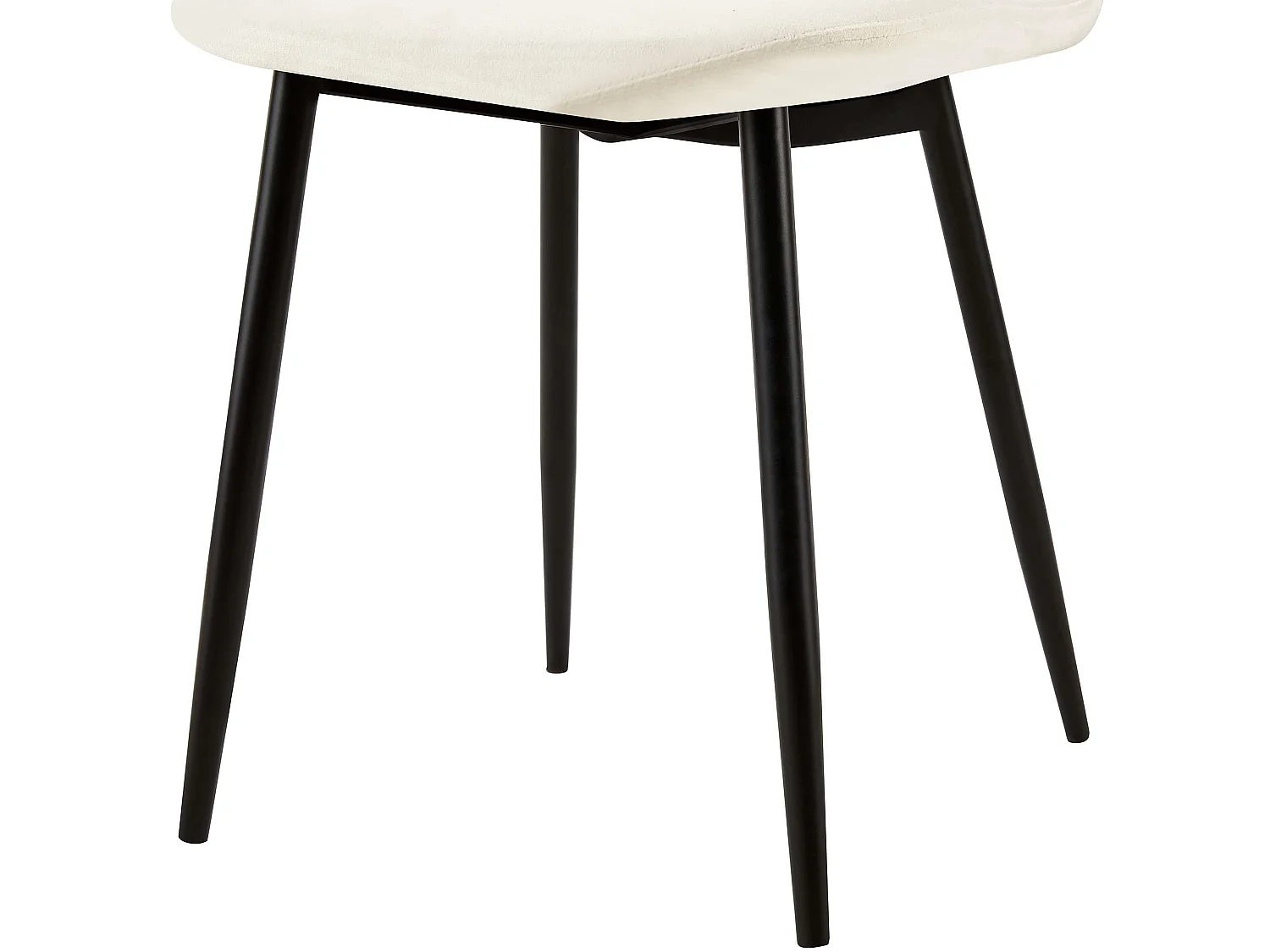 Lot de 4  chaise salle à manger - Velours - Blanc crème - Giverny