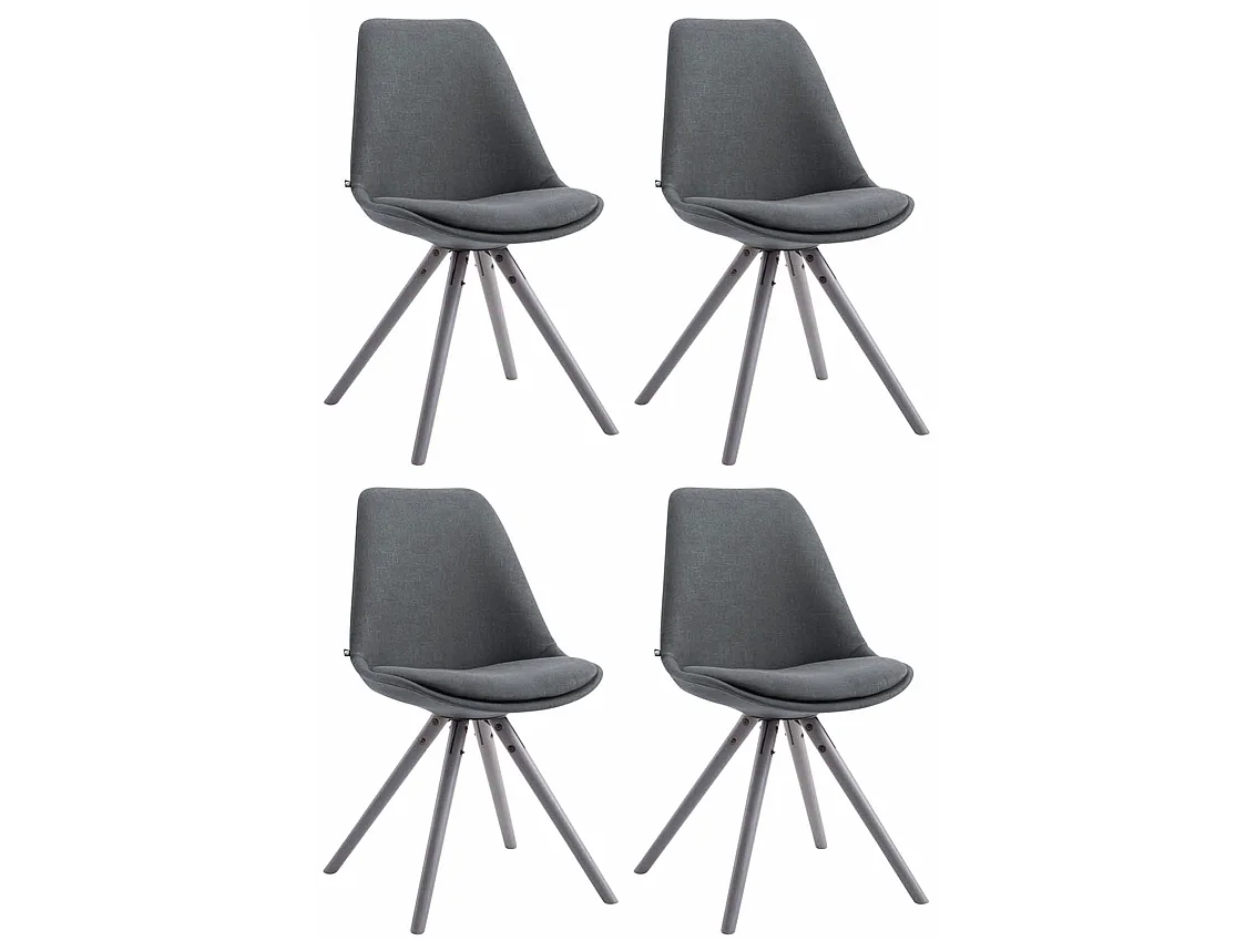 Lot de 4  chaise salle à manger - Tissu & Bois - Gris foncé - Toulouse