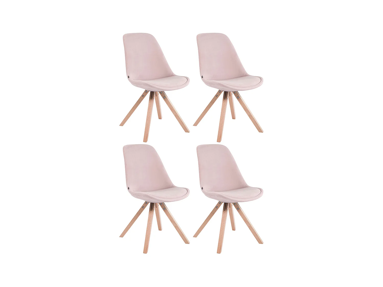 Lot de 4  chaise salle à manger - Velours & Nature - Rose - Toulouse