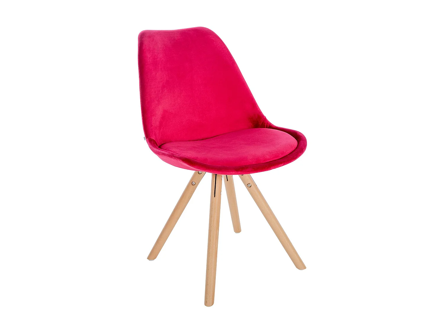 Eetkamerstoelen - Fluweel & natura (ronde) - rood - Sofia