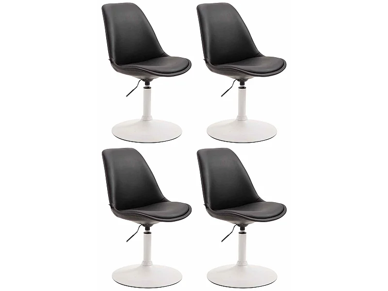 Lot de 4  chaise salle à manger - Similicuir & Blanc - Noir - Maverick