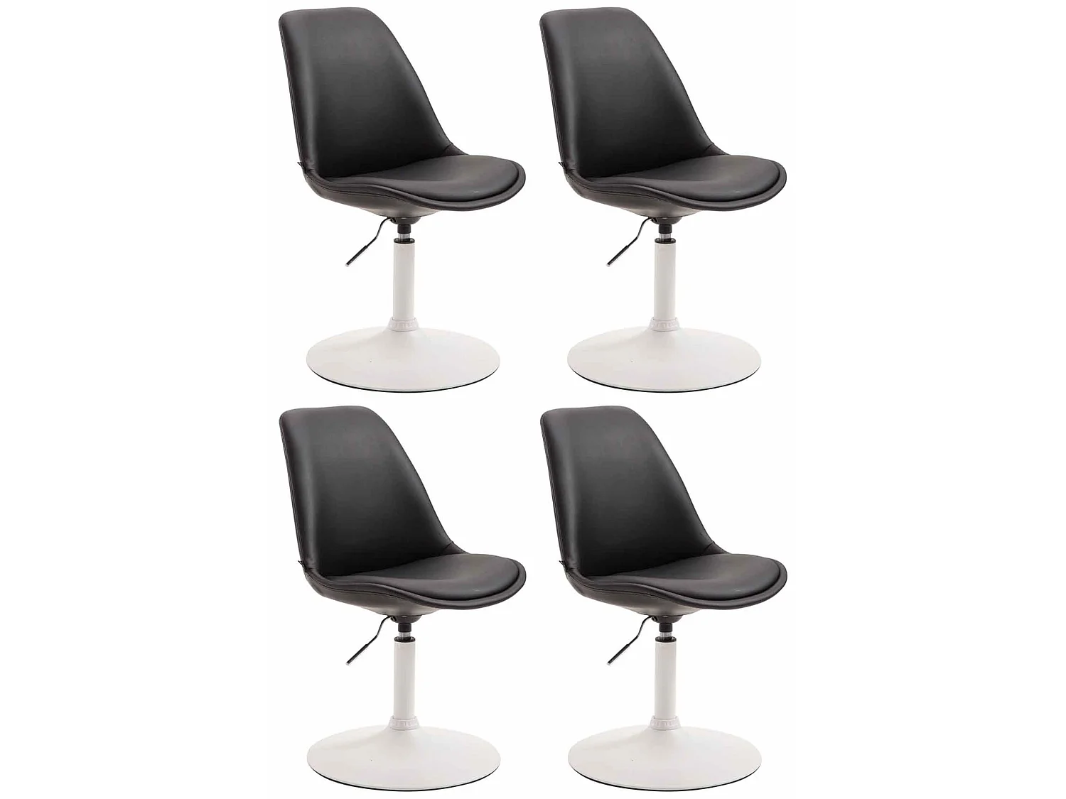 Lot de 4  chaise salle à manger - Similicuir & Blanc - Noir - Maverick