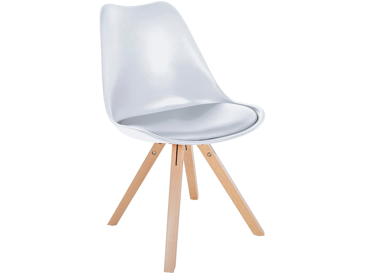 Eetkamerstoelen - Kunststof & natura (vierkant) - wit - Sofia