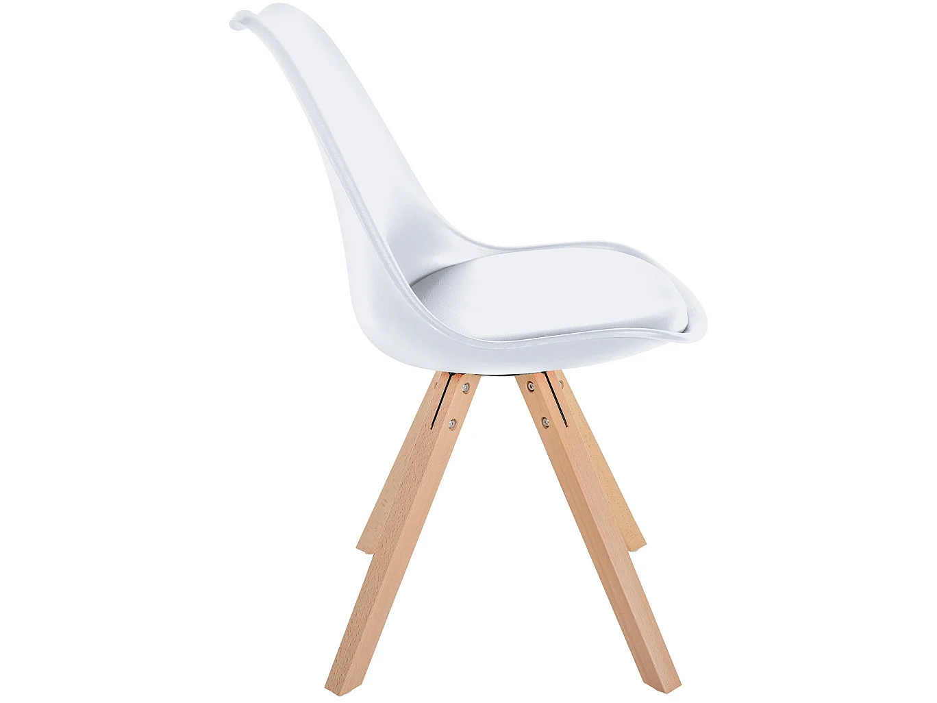 Eetkamerstoelen - Kunststof & natura (vierkant) - wit - Sofia