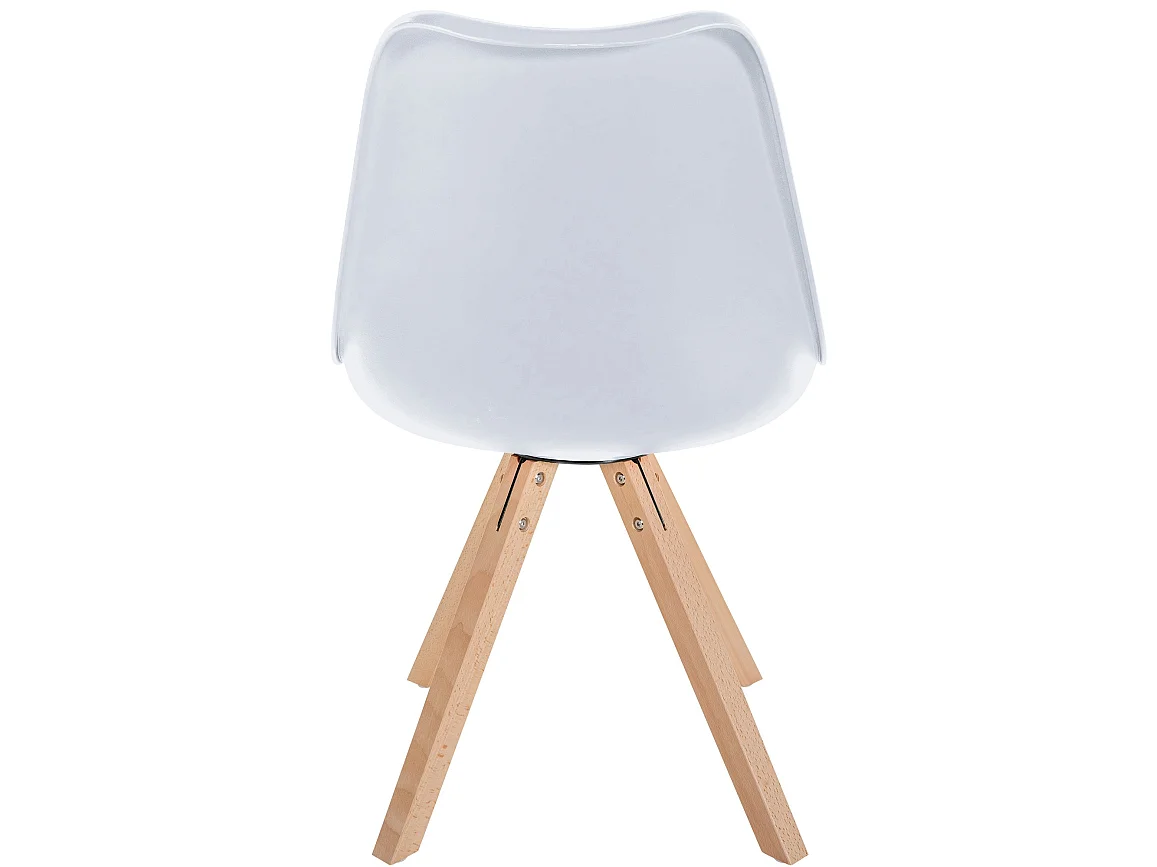 Eetkamerstoelen - Kunststof & natura (vierkant) - wit - Sofia