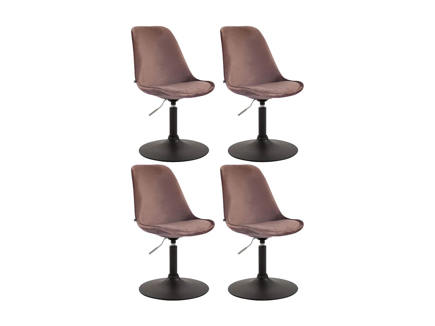 Lot de 4  chaise salle à manger - Velours & Noir - Marron - Maverick