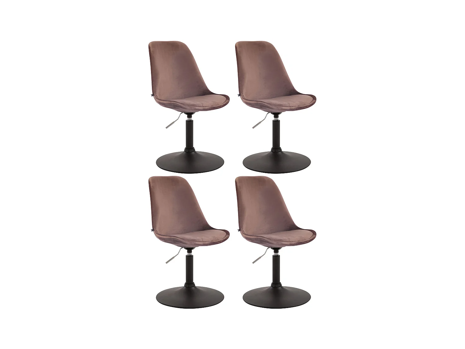 Lot de 4  chaise salle à manger - Velours & Noir - Marron - Maverick