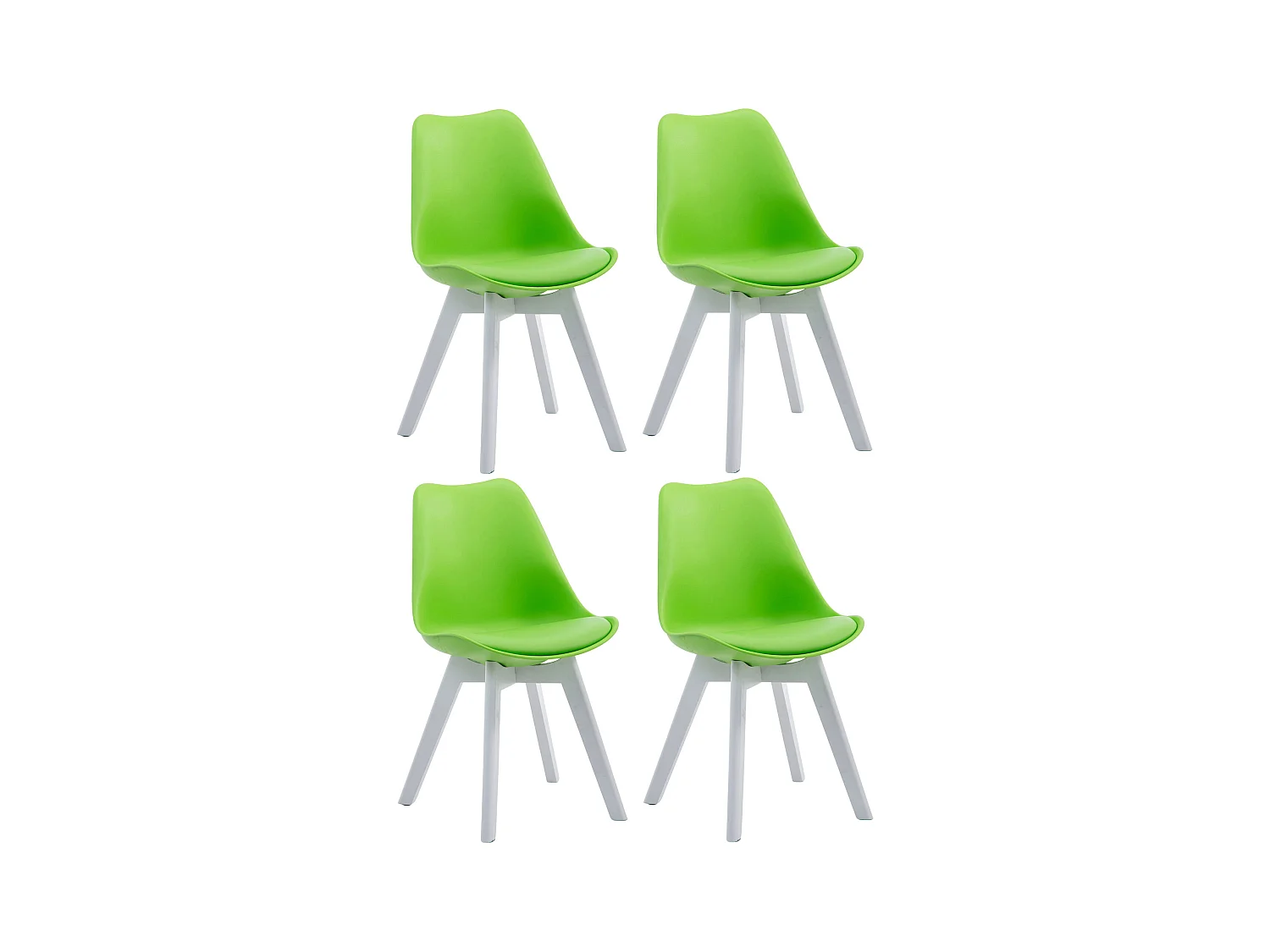 Lot de 4  chaise salle à manger - Similicuir & Blanc - Vert - Borneo V2