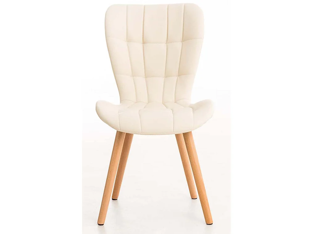 Lot de 4  chaise salle à manger - Similicuir - Crème - Elda