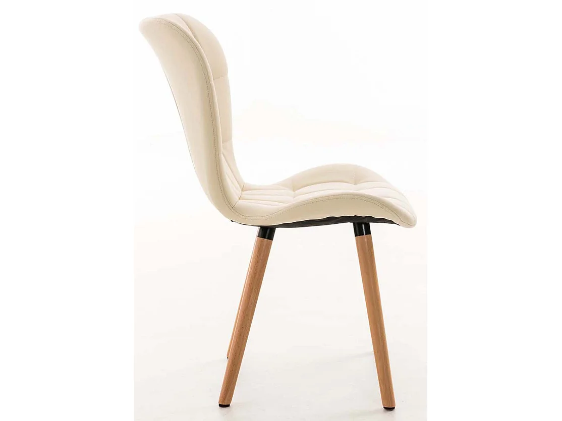 Lot de 4  chaise salle à manger - Similicuir - Crème - Elda