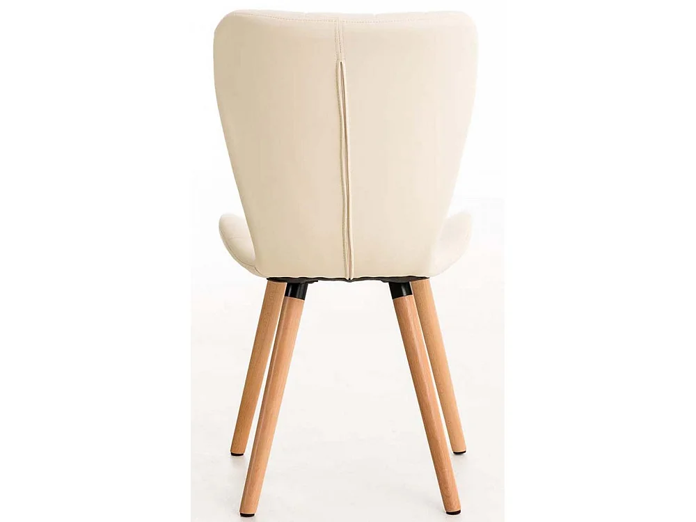 Lot de 4  chaise salle à manger - Similicuir - Crème - Elda