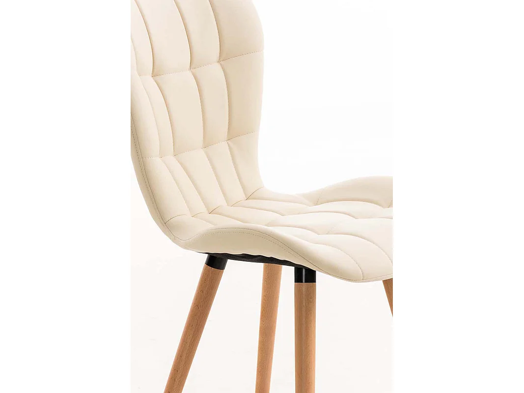 Lot de 4  chaise salle à manger - Similicuir - Crème - Elda