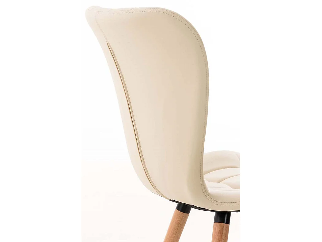 Lot de 4  chaise salle à manger - Similicuir - Crème - Elda