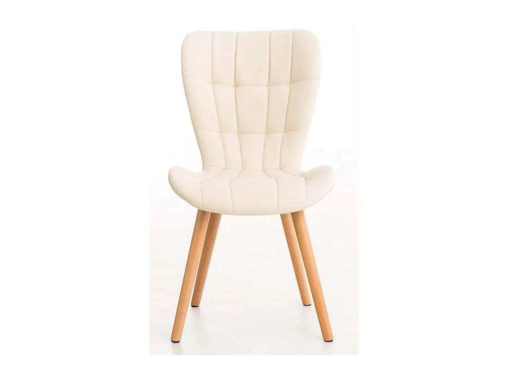 Lot de 4  chaise salle à manger - Similicuir - Crème - Elda