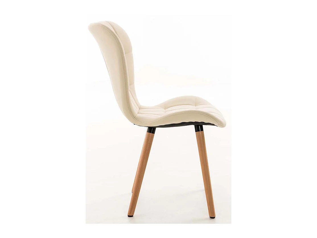 Lot de 4  chaise salle à manger - Similicuir - Crème - Elda