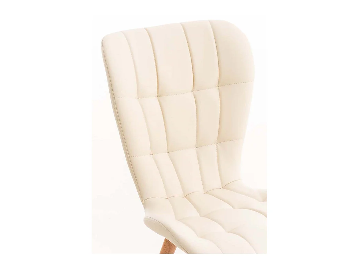 Lot de 4  chaise salle à manger - Similicuir - Crème - Elda
