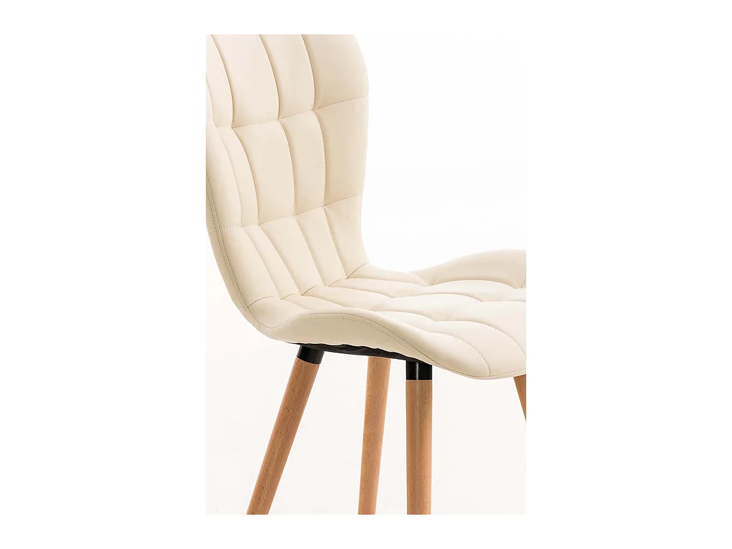 Lot de 4  chaise salle à manger - Similicuir - Crème - Elda