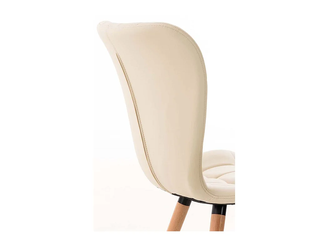 Lot de 4  chaise salle à manger - Similicuir - Crème - Elda