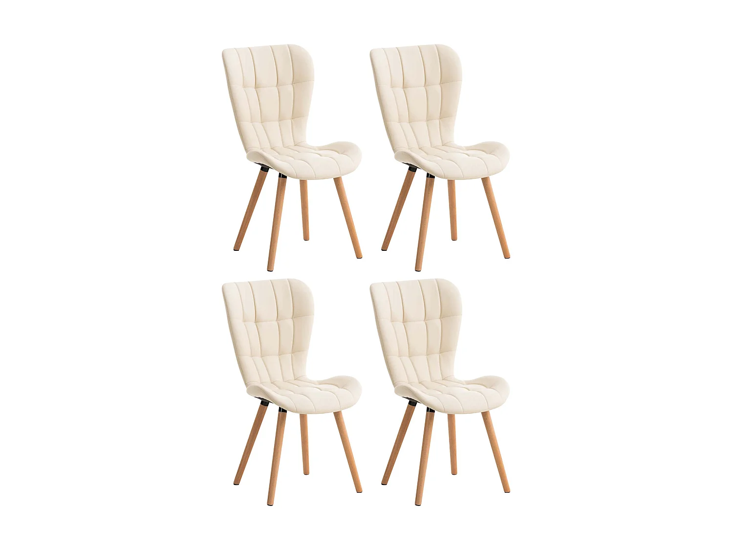 Lot de 4  chaise salle à manger - Similicuir - Crème - Elda