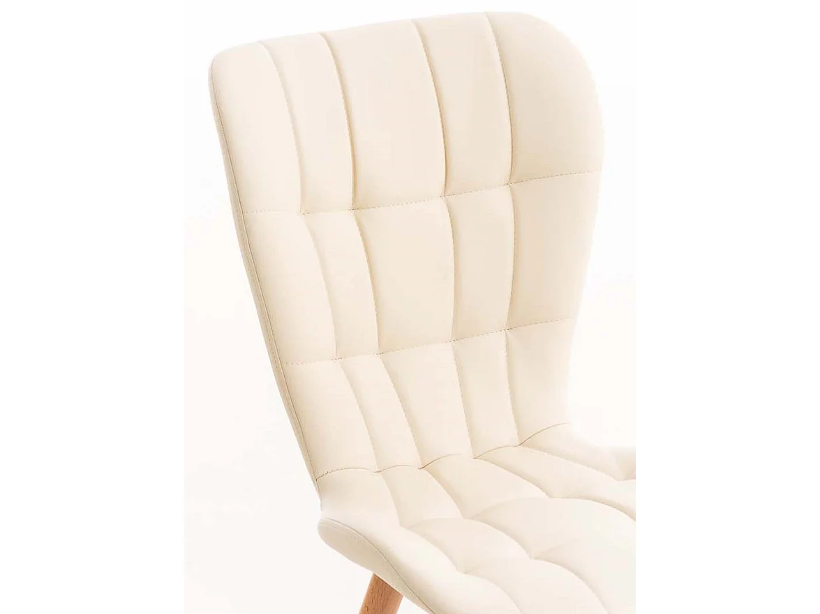 Lot de 4  chaise salle à manger - Similicuir - Crème - Elda