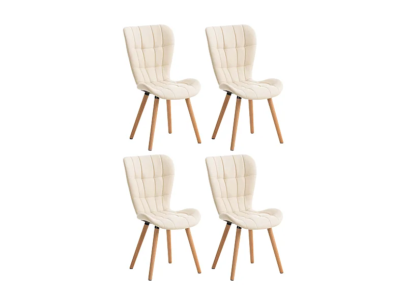 Set van 4  Eetkamerstoelen - Kunstleer - creme - Elda