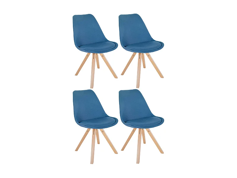 Lot de 4  chaise salle à manger - Tissu & Nature (carré) - Bleu - Sofia