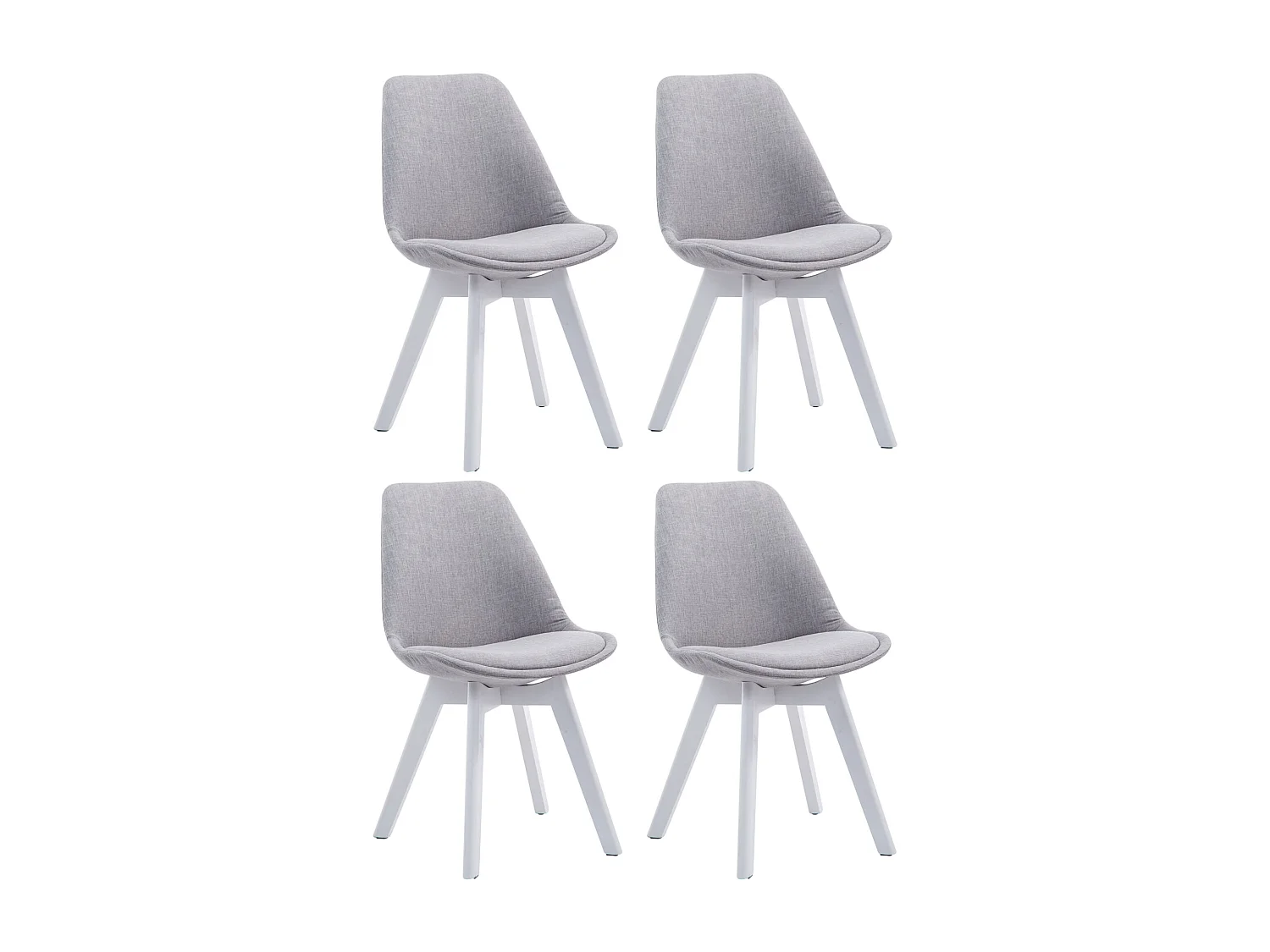 Lot de 4  chaise salle à manger - Tissu & Blanc - Gris - Borneo V2