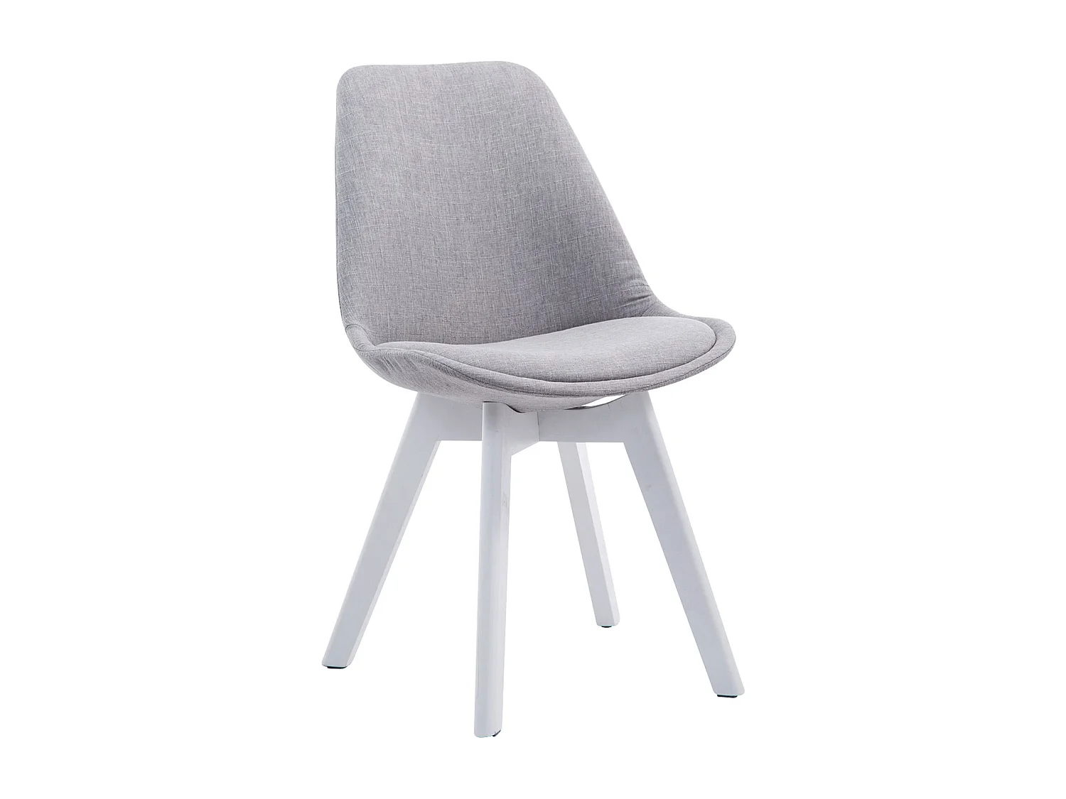 Lot de 4  chaise salle à manger - Tissu & Blanc - Gris - Borneo V2