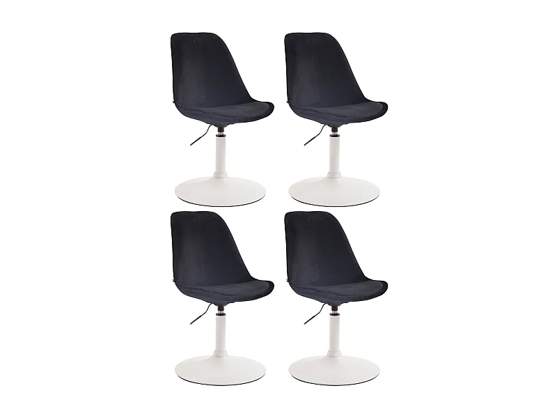 Lot de 4  chaise salle à manger - Velours & Blanc - Noir - Maverick