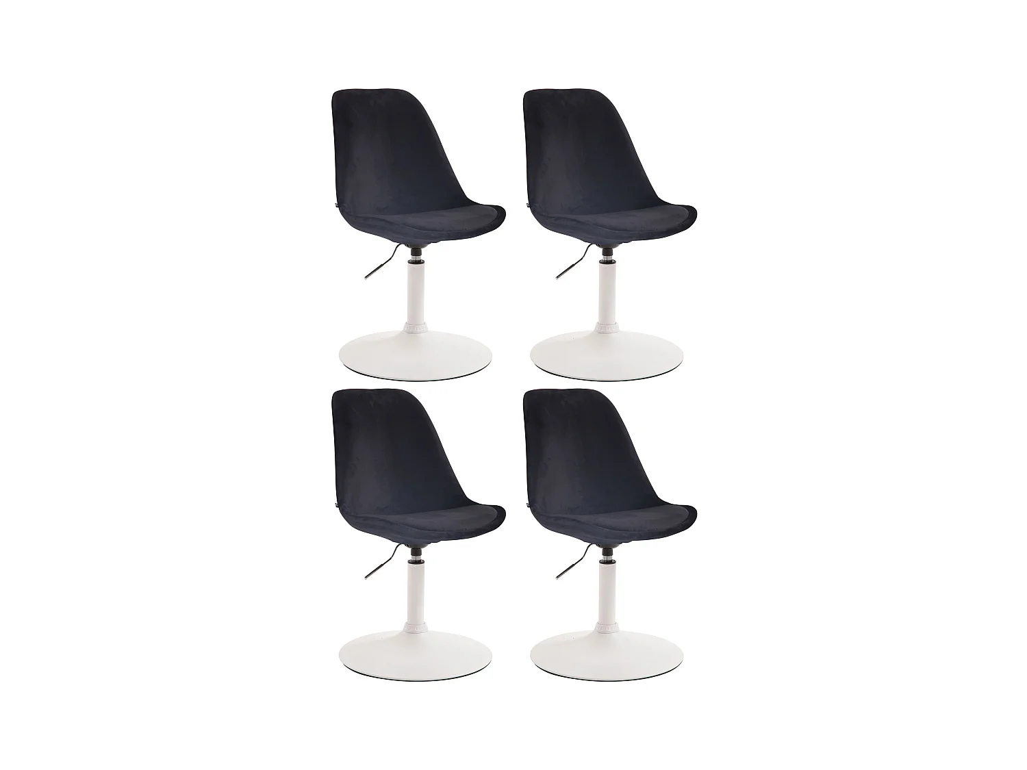 Lot de 4  chaise salle à manger - Velours & Blanc - Noir - Maverick