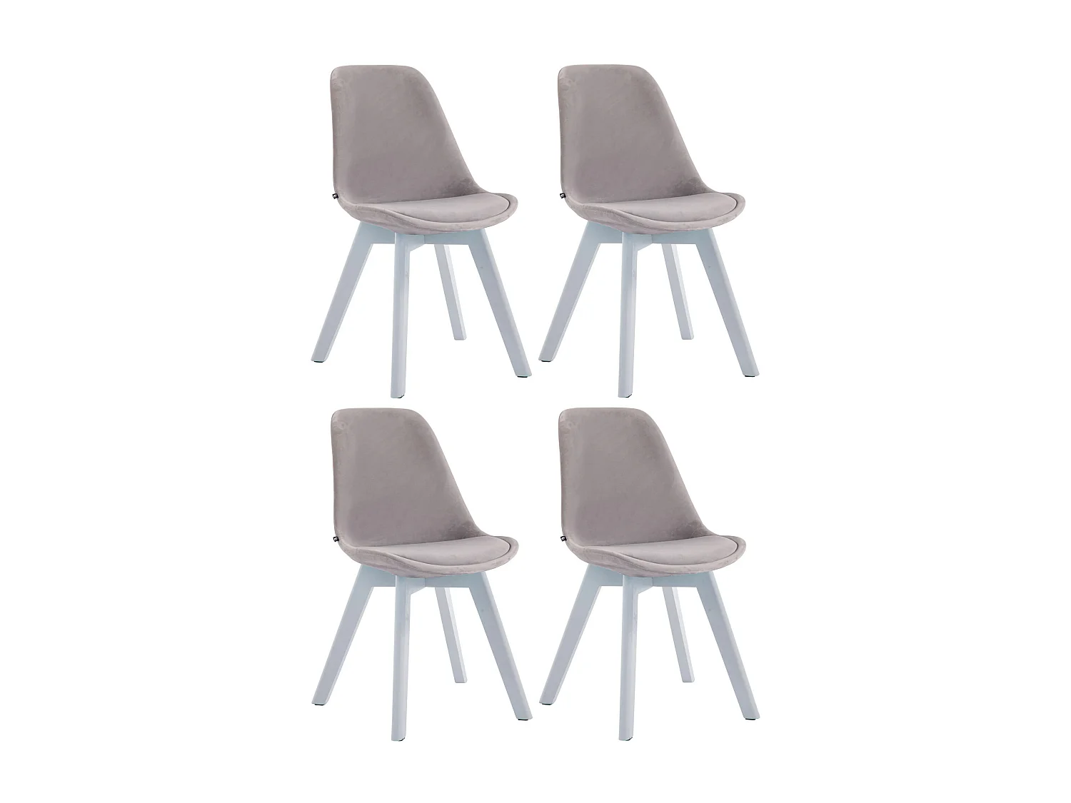 Lot de 4  chaise salle à manger - Velours & Blanc - Gris - Borneo V2