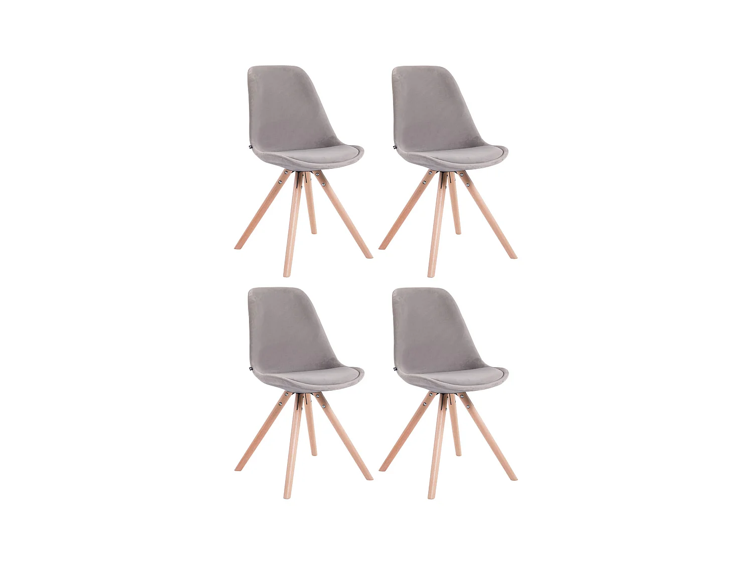 Lot de 4  chaise salle à manger - Velours & Nature - Gris - Toulouse