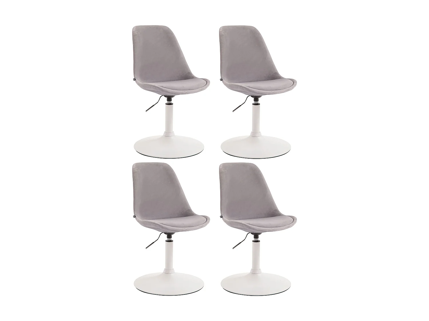 Lot de 4  chaise salle à manger - Velours & Blanc - Gris - Maverick