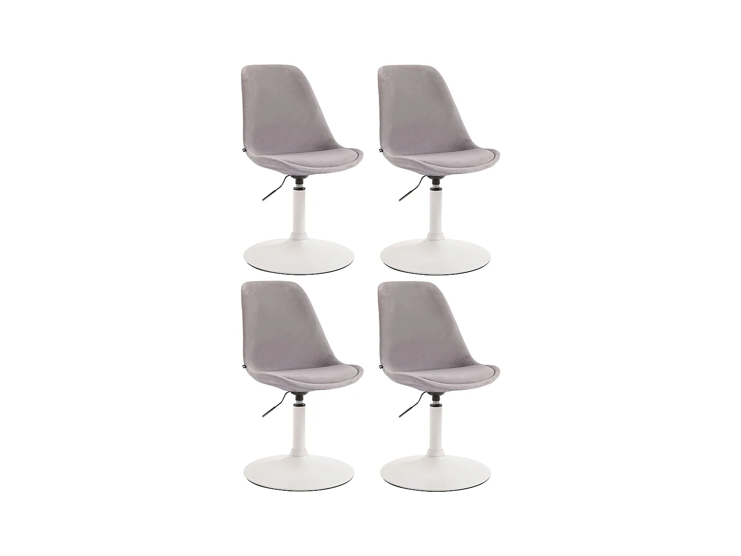 Lot de 4  chaise salle à manger - Velours & Blanc - Gris - Maverick