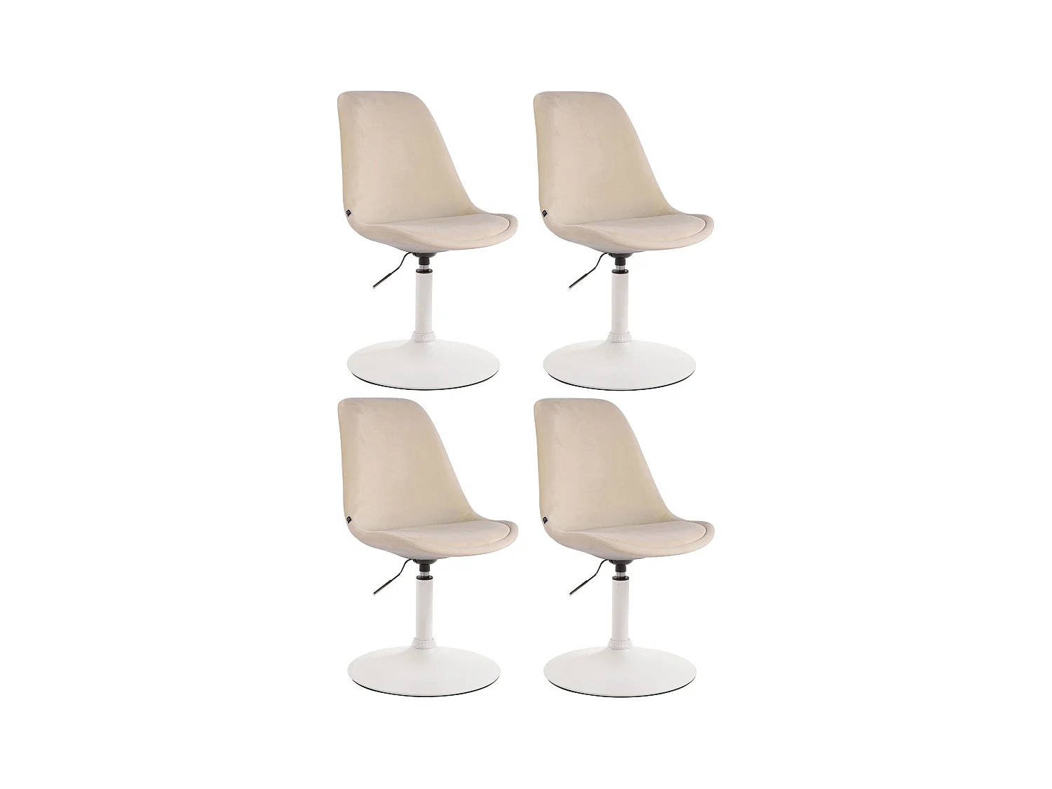 Lot de 4  chaise salle à manger - Velours & Blanc - Crème - Maverick