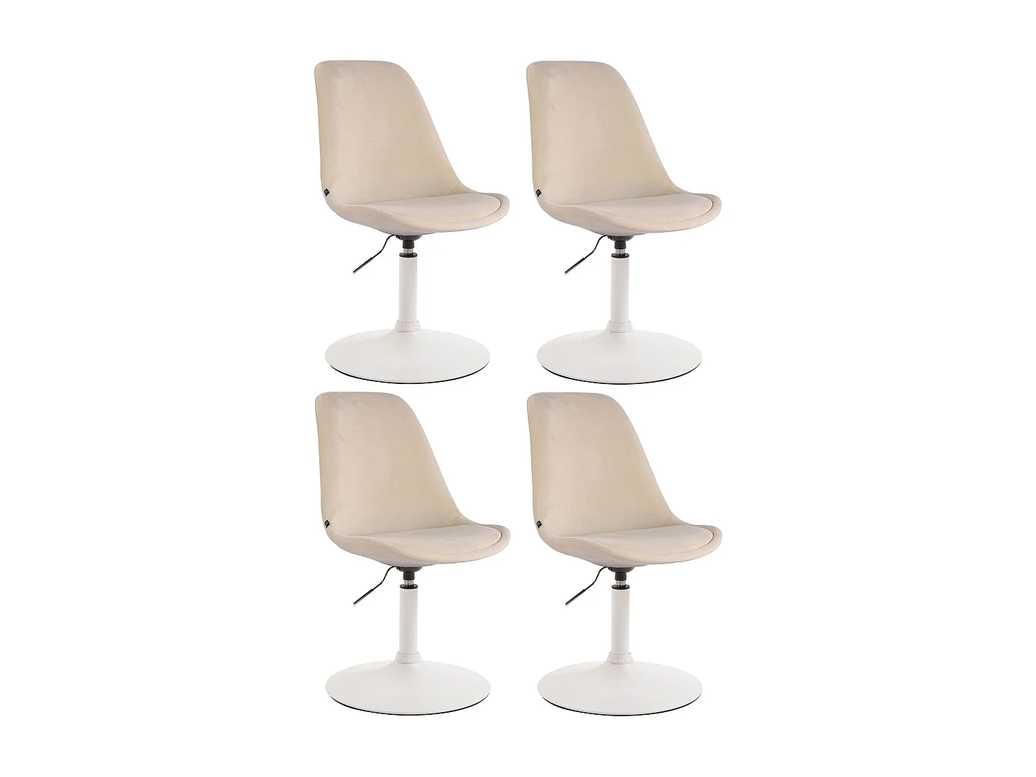 Lot de 4  chaise salle à manger - Velours & Blanc - Crème - Maverick