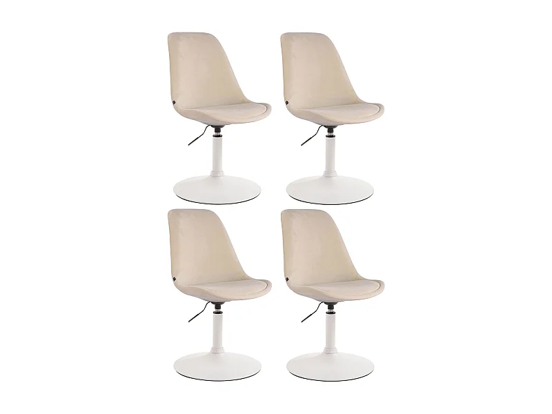 Lot de 4  chaise salle à manger - Velours & Blanc - Crème - Maverick