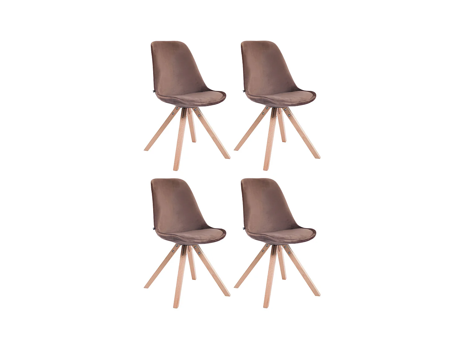 Lot de 4  chaise salle à manger - Velours & Nature - Marron - Toulouse