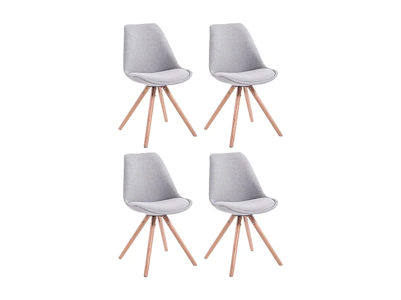 Lot de 4  chaise salle à manger - Tissu & Nature - Gris - Toulouse