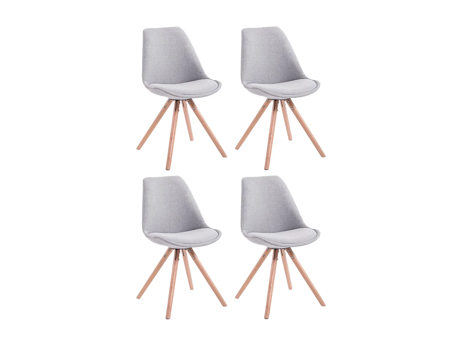 Lot de 4  chaise salle à manger - Tissu & Nature - Gris - Toulouse