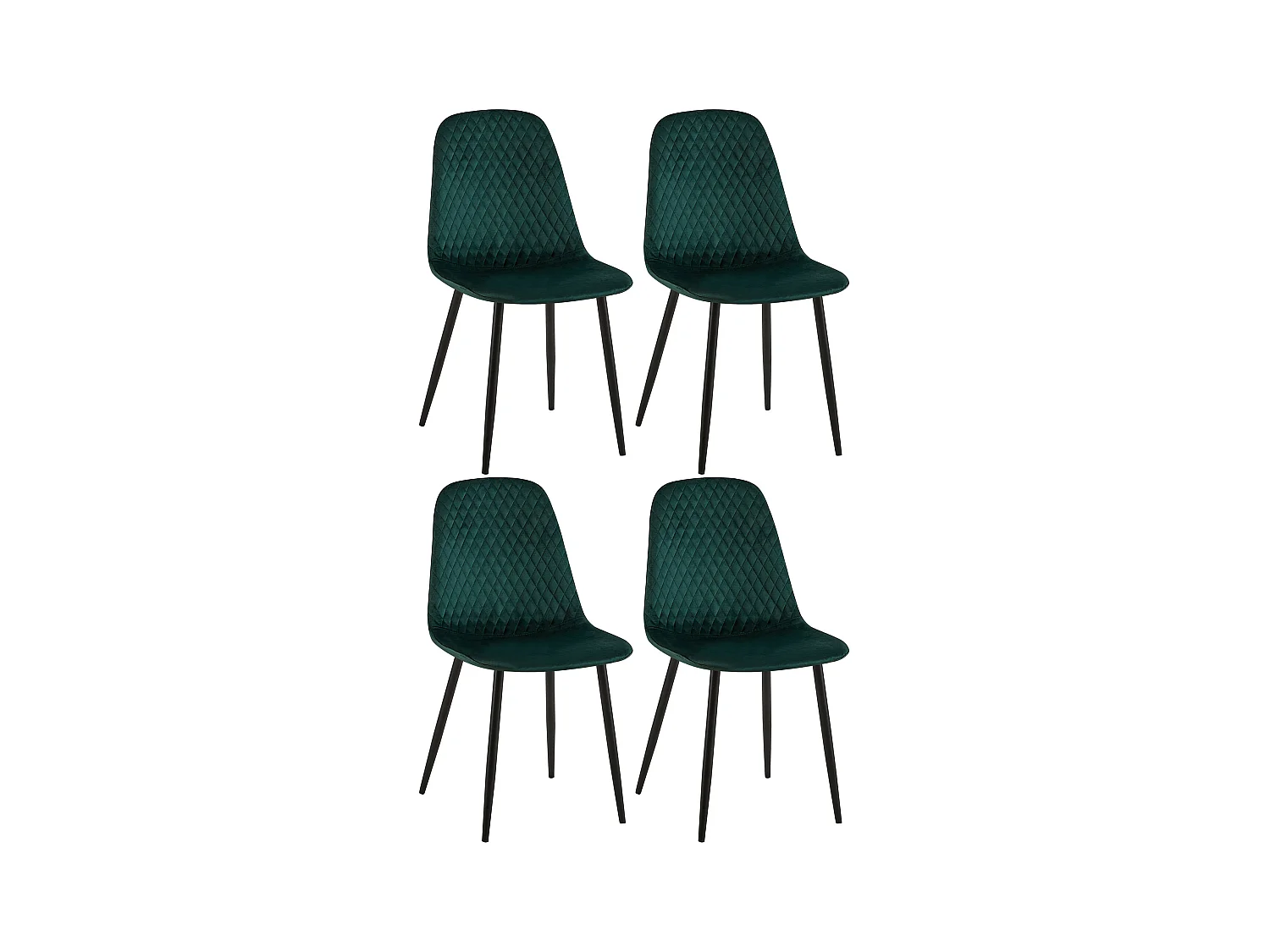 Lot de 4  chaise salle à manger - Velours - Vert - Giverny