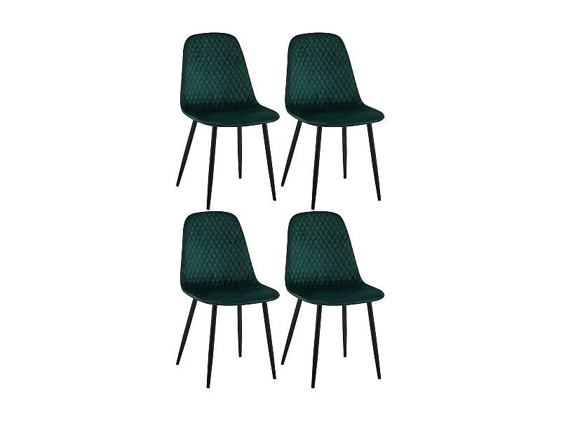 Set van 4  Eetkamerstoelen - Fluweel - groen - Giverny