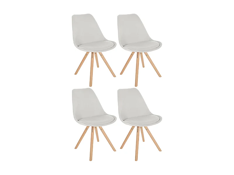 Lot de 4  chaise salle à manger - Tissu & Nature (rond) - Crème - Sofia