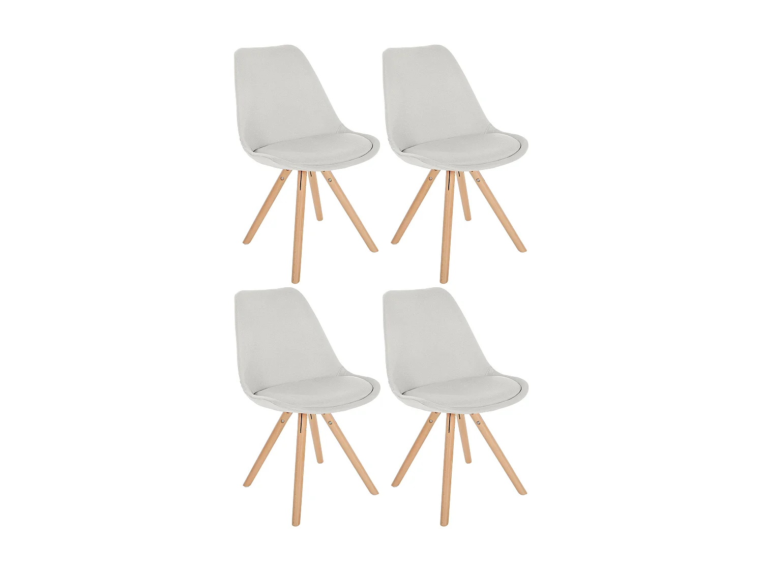 Lot de 4  chaise salle à manger - Tissu & Nature (rond) - Crème - Sofia