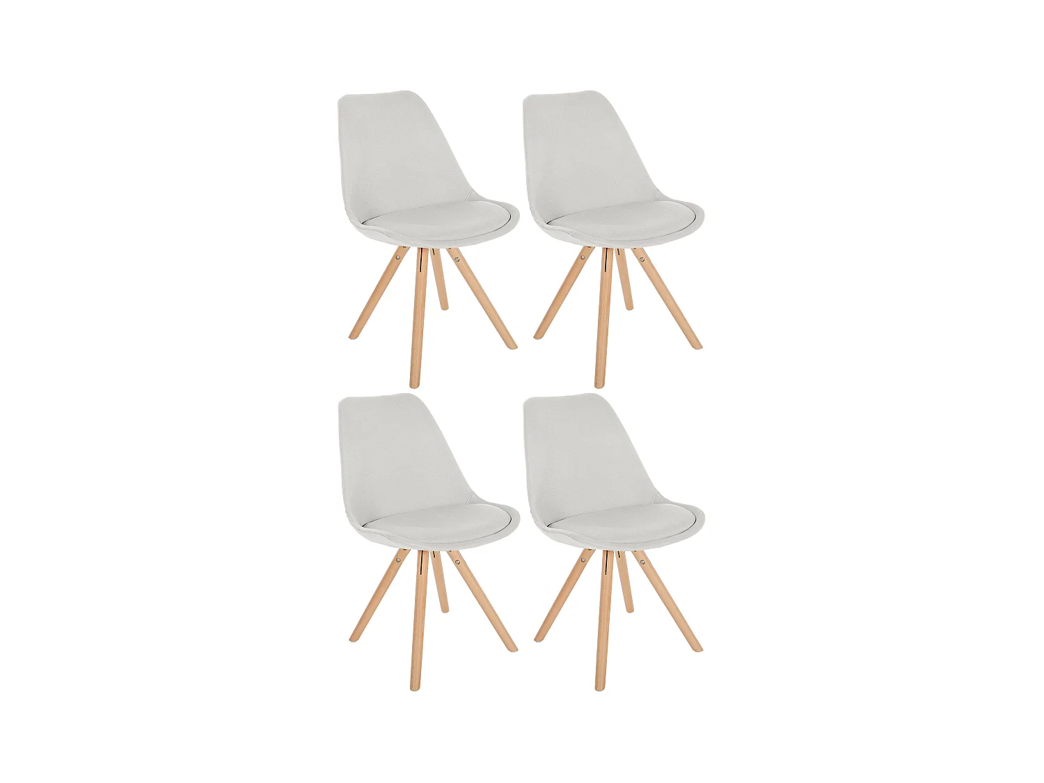 Lot de 4  chaise salle à manger - Tissu & Nature (rond) - Crème - Sofia