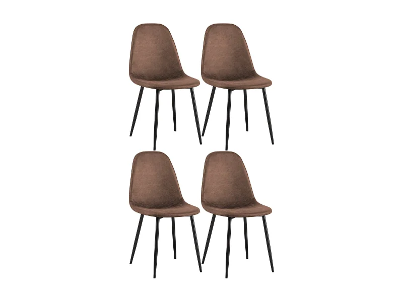 Lot de 4  chaise salle à manger - Similicuir - Marron - Napier