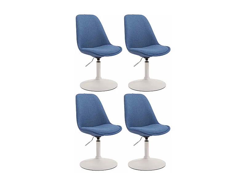Lot de 4  chaise salle à manger - Tissu & Blanc - Bleu - Maverick