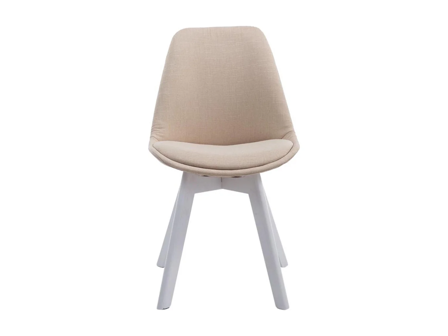 Lot de 4  chaise salle à manger - Tissu & Blanc - Crème - Borneo V2