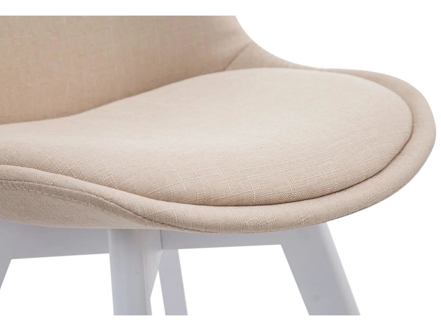 Lot de 4  chaise salle à manger - Tissu & Blanc - Crème - Borneo V2